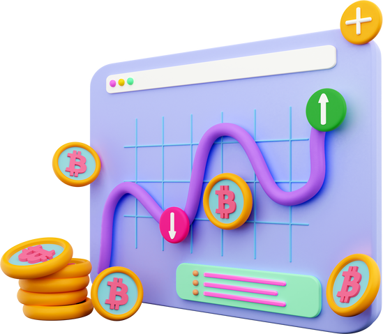 3D Cryptocurrency Trading Illustration
